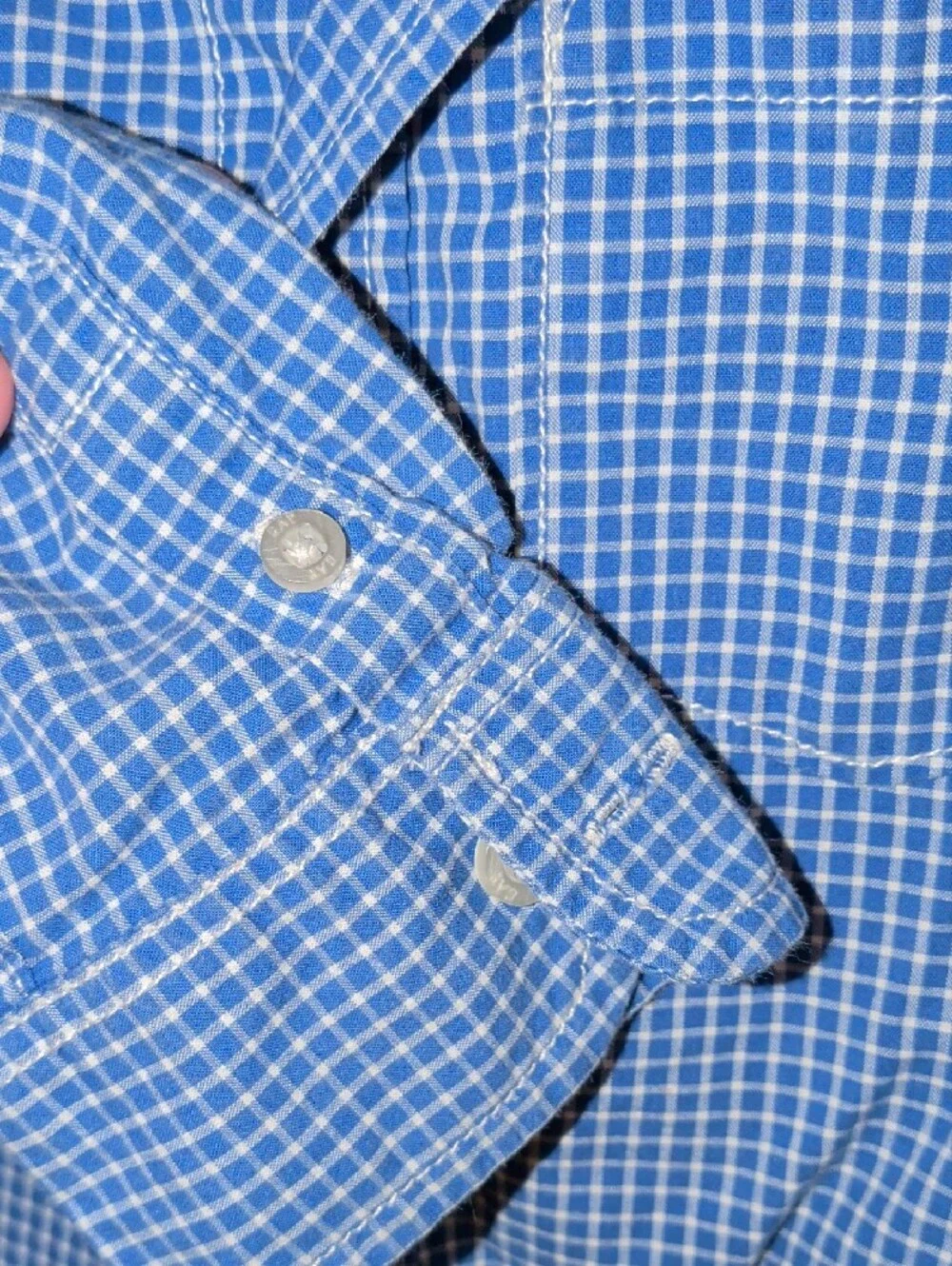 GAP Blue and White Check Button-Down Shirt for Boys